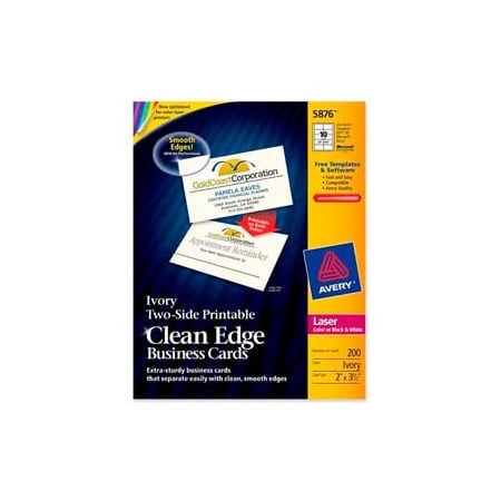 Avery Avery  Two-Side Printable Business Card, 2" x 3-1/2", Ivory, 200 Cards/Pack 5876